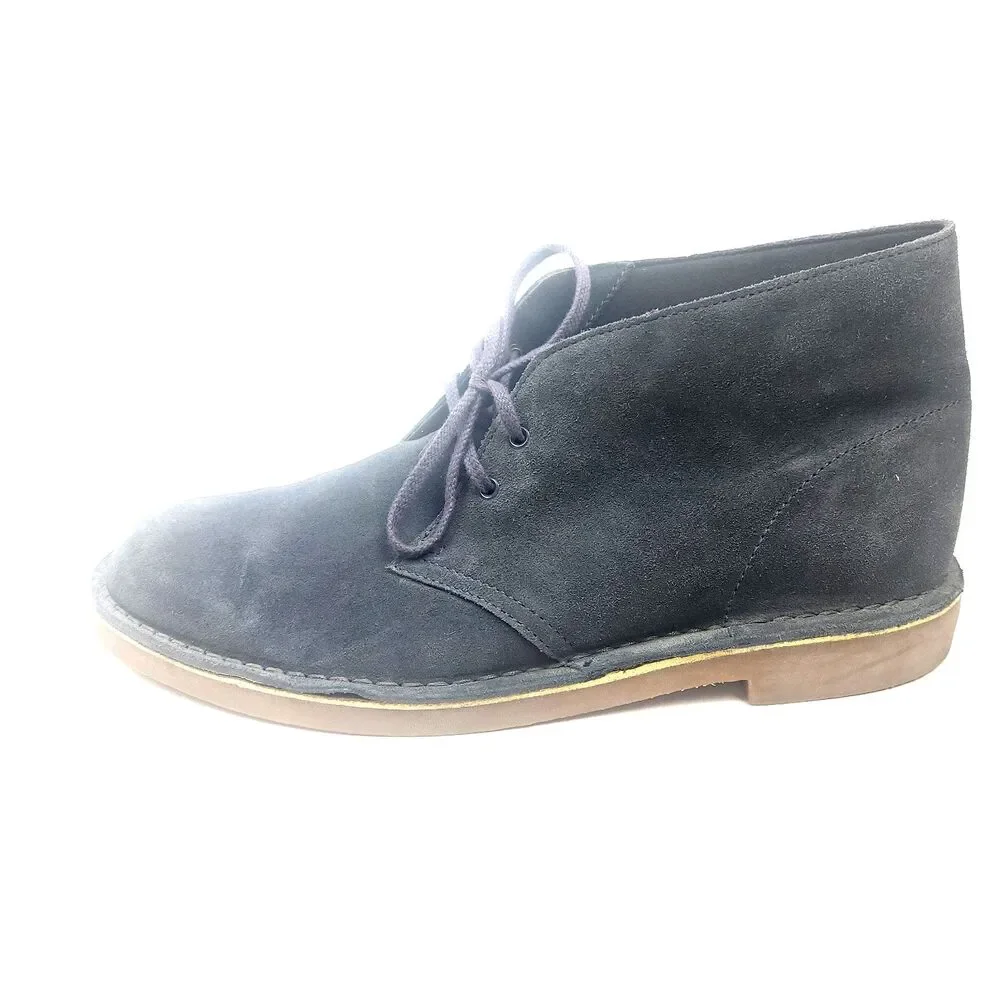 Clarks Men's Size 11 M Blue Gray Suede Desert Boots Lace-Up Chukka Ankle Shoes